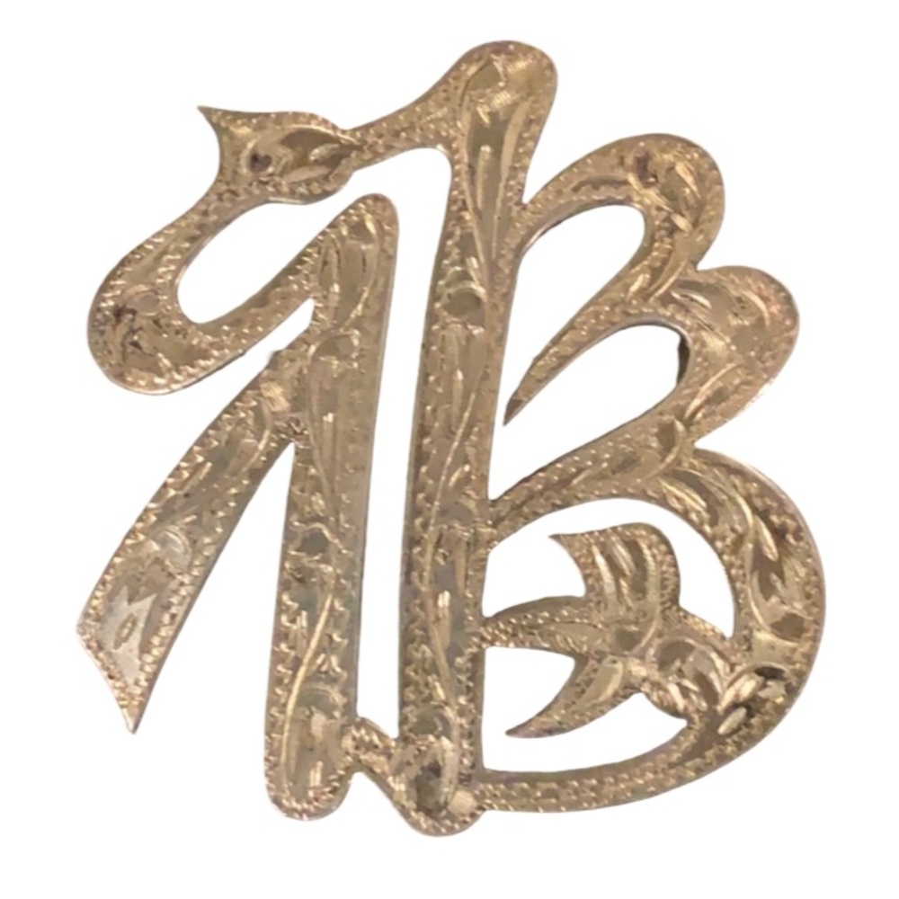 Vintage Sterling Silver Etched Figural Brooch